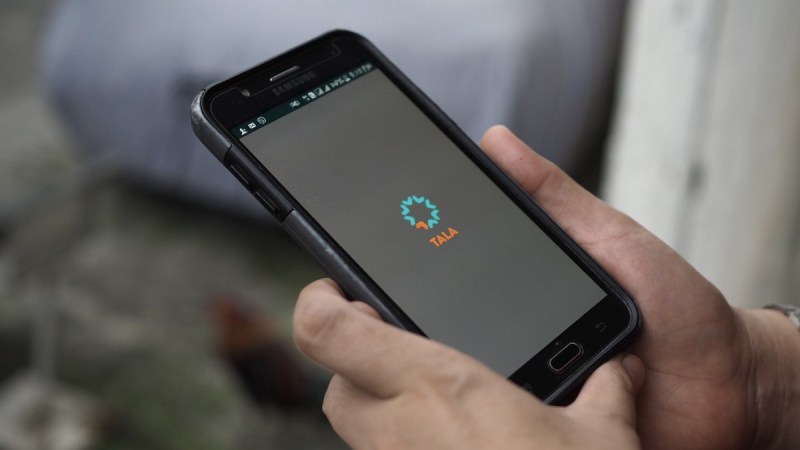 hands hold smart phone with Tala app open